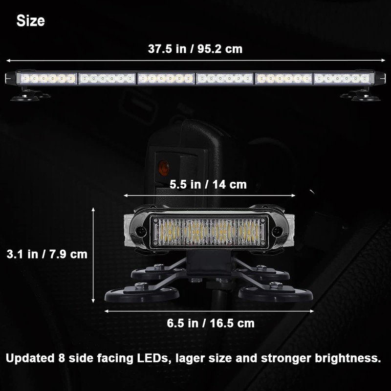 WOWTOU Roof Top Magnetic 80 LED Amber Emergency Strobe Light