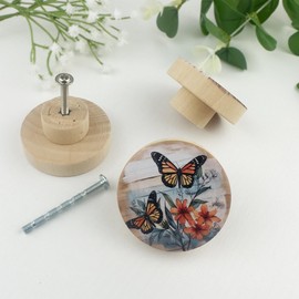 JamJam 8 Pack 1.8" Wooden Bee Sunflower Vintage Decorative Knobs Farmhouse Unique Kitchen Cabinet Handles Dresser Drawer Knobs and Pulls