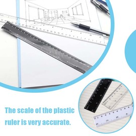 Pack of 3 Double-Scale Ruler 30 cm, XURJUMI Plastic Ruler, Not Easy to Scratch, with Centimetres Millimetres Inches for Students and Essential Drawing