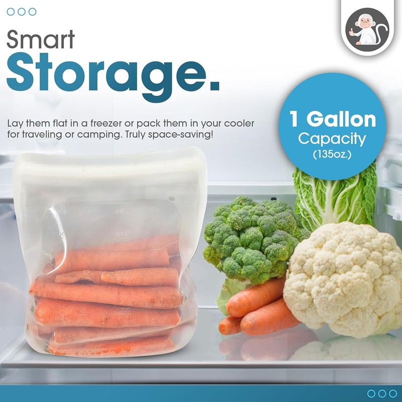 Reusable Silicone Sous Vide Bag - 1 Gallon, 135oz. XXL