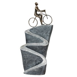 Touch of Class Journey of Life Bike on Winding Road Table Sculpture - Resin - Gray, Bronze - Inspirational Trip for Bedroom, Living Room, Office, Entryway, Foyer, Office - Modern Decor