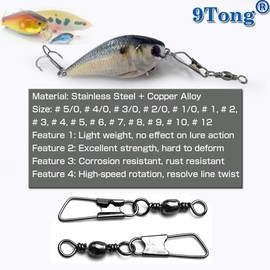 9Tong Stainless Steel Snap Swivel Saltwater High Strength Snapshots Barrel Line Connector Fishing Swivel Barrel Safety Lock Accessories for Fishing Tackle Stainless Steel 50 Pieces 31 lbs