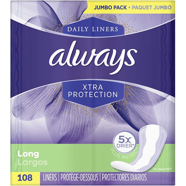 Always Anti-Bunch Xtra Protection Daily Liners Long Unscented, Anti Bunch Helps You Feel Comfortable, 108 Count
