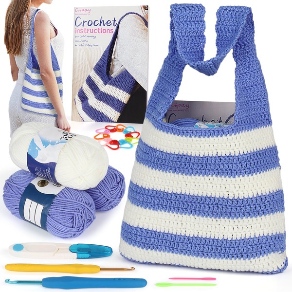 Coopay Crochet Kits for Beginners Adults, Crochet Kit Shoulder Bag, Amigurumi Crochet Kits for Beginners UK, Crochet Kits with Wool and Pattern Instruction,Crochet Starter Kit, Crochet Set for Kids
