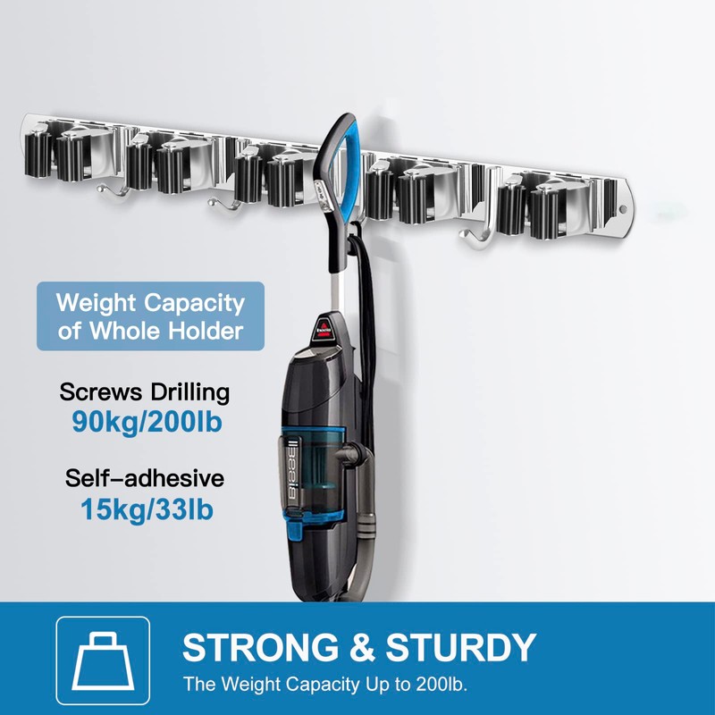 IMILLET 2 Pack Wall Mount Broom Holder Stainless Steel 5