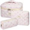 senbowe Floral Makeup Bag, 3 Pack Large Cotton Quilted Makeup