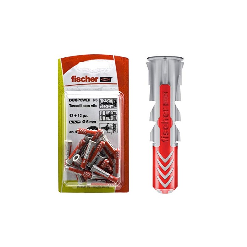 Fischer 537621 Dowel dUOPOWER, Grey/red, 10 x 50 mm, Set