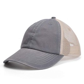 Decentron Mens Vintage Mesh Trucker Hat Outdoor Adjustable Baseball Cap Clean Up Snapback Cap (Light Grey)