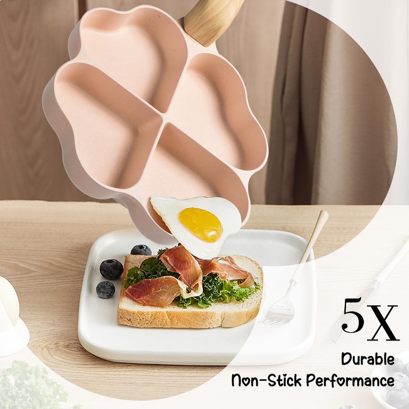 Caannasweis Egg Omelette Pan, 4-Cup Nonstick Granite Omelette Skillet Breakfast