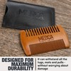 Wooden Beard Comb with Leather Case - Handcrafted Solid Beechwood