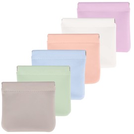 6 Pcs Lambskin Small Makeup Bag for Purse Mini Makeup Pouch Pocket Cosmetic Bag squeeze Top Portable Travel Makeup Bag for Women Girls Cute Colorful Pouch Aesthetic Gift