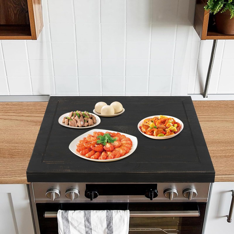 Noodle Board Stove Top Cover with Double Cut-Out Handles, Stove