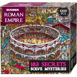 QUOKKA 1000 Piece Puzzle for Adults – Roman Empire Colosseum Jigsaw – Premium Thick Cardboard, Low-Glare Finish, 163 Hidden Mysteries, 2 Secret Envelopes for Immersive Experience