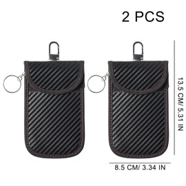 2 Piece Car Key Protective Cover, Car Key Protection, Carbon Fibre RFID Blocker Bag, Keyless Go Protection, Key Case Car Key Safe, Signal Blocker Bag, RFID Shielding Key Bag