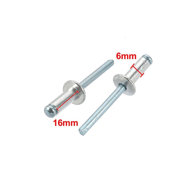 sourcing map Aluminum/Steel Open End Blind Rivets 6 mm x
