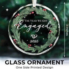 Engagement Gifts for Couples - Gifts for Newly Engaged Couples - Happy Engagement Gift for Her, Bride to Be - Just Engaged Ideas for Her, Friends - Glass Ornament 2025