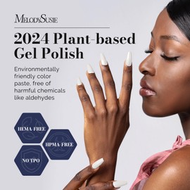 MelodySusie Fleurwee Plant-based UV Gel Nail Polish, Hema Free, 21 Non-Toxic, Milky White P04, Long Lasting No Chip, Summer Color 2024 Finger Toe Nail Polish, Nail Art Salon Manicure at Home 0.5 Fl Oz