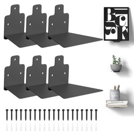 Velfree Floating Book Shelves, Wall Mounted Invisible Floating Bookshelf, Heavy-Duty Hanging Book Organizers, Wall Book Holder Metal Hidden Bookshelves for Bedroom Home Office, 6-Pack Black