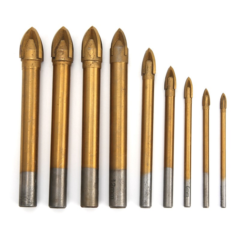 9Pcs Drill Bits for Glass Ceramic Tile Hole Opener Triangle