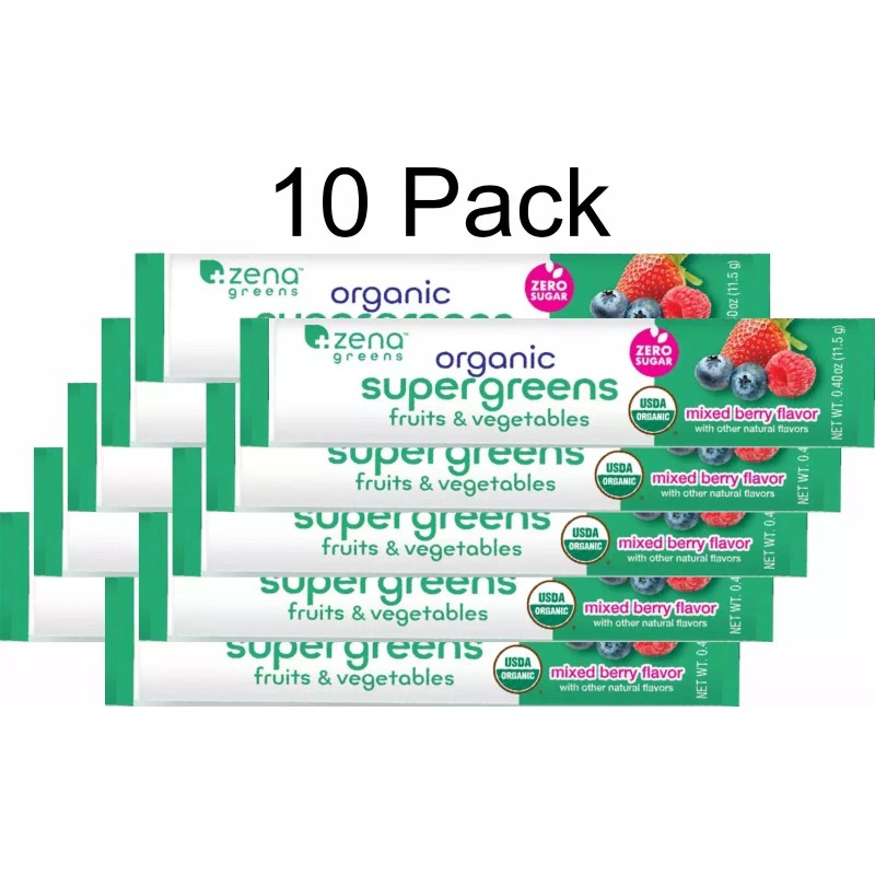 Zena Organic Super Greens Fruits & Vegetables Single Packs 10