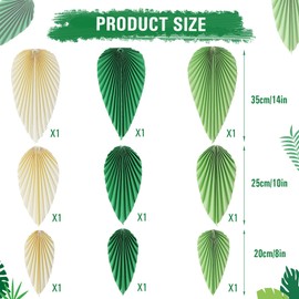 Easy Joy Paper Leaves Decorations for Wall Paper Fans Classroom Decoration Paper Leaves Backdrop Decor Paper Fans Decoration Hanging Paper Fans Green Leaves Wall Decor,Set of 9