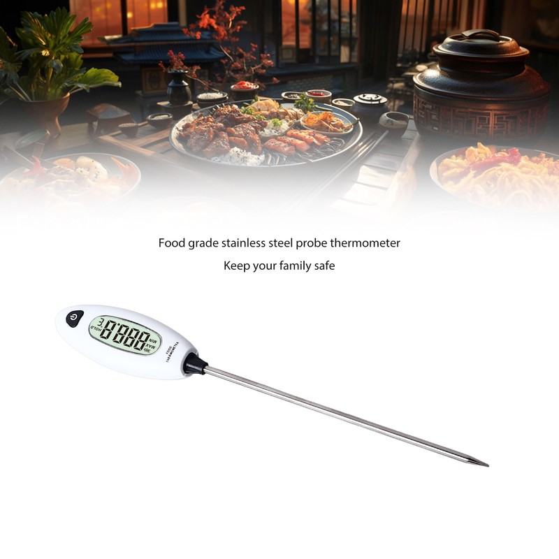 Food Thermometer Digital LCD Display Stainless Steel Probe for Home