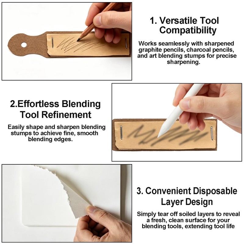 ACKKOR 9 Pcs Blending Stumps Set, Art Supplies Double-Ended Oil