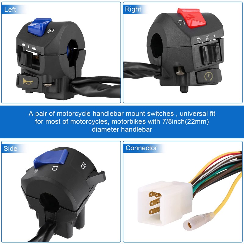 Control de interruptor de manillar, 1 par de interruptores de