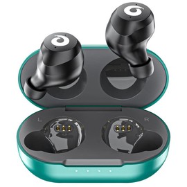 Hikapa X9 Wireless Earbuds Bluetooth 5.3 Headphones Waterproof Stereo Earphones in Ear Touch Control with Microphone Headset with Deep Bass for Sport, Gaming and Running (Green-Gray)
