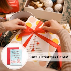 Merry Christmas Card with Pigs in a Blanket, Single Happy Holiday Card Blank, Funny Christmas Cards with Envelopes, Funny Xmas Card, Holiday Card, Happy Christmas Card for Friends Family Coworker 1PCS