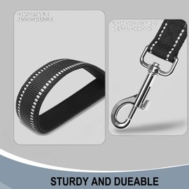 Dog Leash 6 FT, Double Sided Reflective Dog Leash with Soft Padded Handle, Durable Metal Snap Hook Nylon Heavy Duty Leashes for Small Medium and Large Dogs, 1 Inch Wide, Black