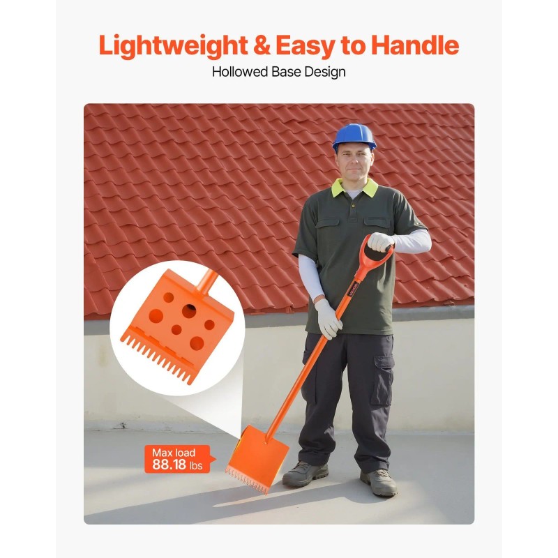 D-Grip Handle DIY Shingle Shovel 45 Steel Lightweight Roofing Tool