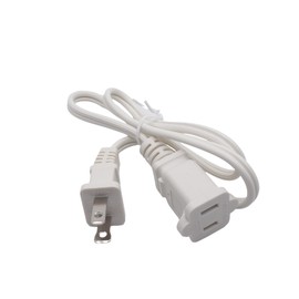Short 3 FT Extension Cord, 2 Prong US AC Male and Female Power Cable, 2 Polarized Outlets Saver Power Extension Cord Cable for NEMA 1-15P to NEMA 1-15R, White