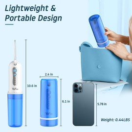 YaFex Water Dental Flosser Cordless for Teeth: Portable Oral Irrigator Rechargeable Collapsible Travel Teeth Cleaner with Case, 4 Modes with DIY, 5 Jet Tips, IPX7 Waterproof for Teeth Cleaning