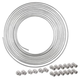 4LIFETIMELINES 25 ft 1/4 Stainless Steel Brake Line Replacement Tubing Coil and Fitting Kit, 16 Fittings Included, Inverted Flare, SAE Thread, 0.028 inch wall thickness