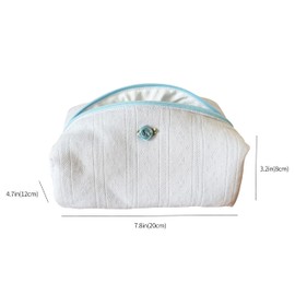 ZUNUONUO Handmade Quilted Cotton Makeup Bag for Women - Cute Cosmetic Pouch, Travel Toiletry & Make Up Organizer, Coquette Aesthetic Skincare Bag, Travel Essentials, Baby Blue, Coquette