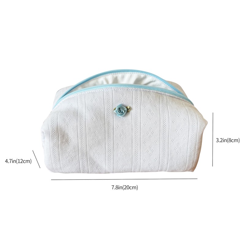 ZUNUONUO Handmade Quilted Cotton Makeup Bag for Women - Cute