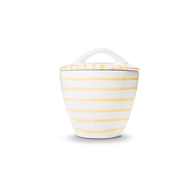 Gmundner Keramik Manufaktur 0101DZGO09 Gelbgeflammt Gourmet Sugar Bowl Diameter 9