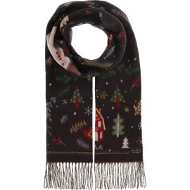FRAAS Cashmink Christmas Scarf - Warm Scarf with Santa Motif for Men and Women - 35 x 200 cm - Made in Germany, navy