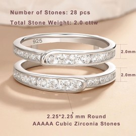 Newshe Jewellery Wedding Ring Enhancer for Engagement Rings AAAAA Cz Guard and Wraps Bridal 925 Sterling Silver Band Size 6