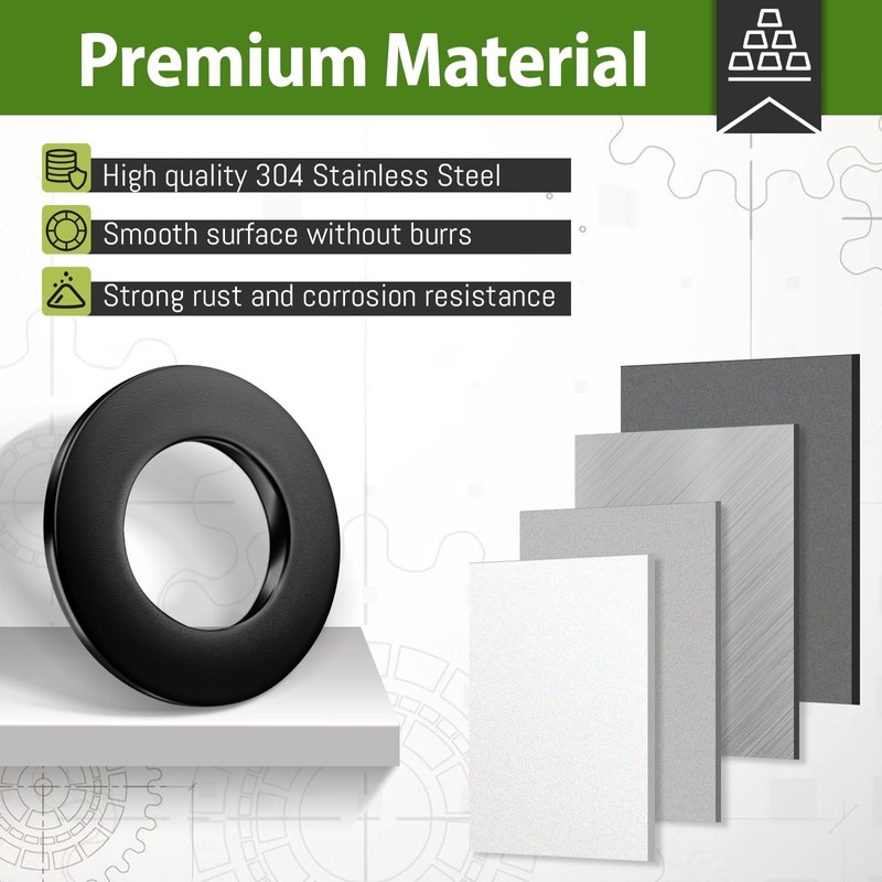 Jeboler Washers M12 Black, Pack of 25 Stainless Steel Washers