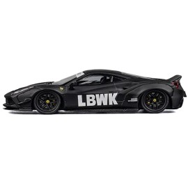 DCD LB Works 488 LBWK Diecast Model Car Matt Black 1/64 Scale Metal and Plastic Doors Open for Collection Gifts by CM Model