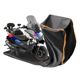 FJWDSC Full Enclosed Motorcycle Cover Waterproof Outdoor/Indoor Storage Waterproof Motorcycle Cover Heavy Duty with Reflective Strips Fits Motorcycles Length up to 86.5" Windproof Sunproof Dustproof