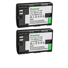 Kastar Battery 2 Pack for Canon LP-E6 LP-E6N, Canon EOS 60D 60Da EOS 70D XC10, EOS 5D Mark II 5D Mark III 5D Mark IV, EOS 5DS 5DS R, EOS 6D 7D Mark II and BG-E14 BG-E13 BG-E11 BG-E9 BG-E7 BG-E6 Grip