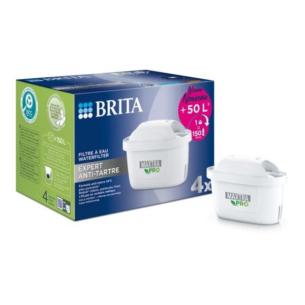 BRITA Maxtra Pro Expert Anti Limescale Filter Cartridges - 50% More Powerful Anti-limescale Formula - Also Reduces Chlorine, Fine Particles ≥ 30µm and Certain Metals