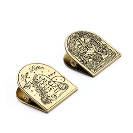 LELE LIFE 2 Pack Vintage Metal Book Clip, Brass Color Alloy Antique Binder Clips for Journal, Notebook, Planner, Decorative Book Page Holder Cute Paper Clips Book Marks (Letter + Butterfly)