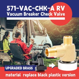 Dusledel Upgraded 571-VAC-CHK-A Brass RV Vacuum Breaker Check Valve, 571 Camper Trailer Flusher Backflow Preventer on Black Tank System Fix Loud Noise & Wet Floor Replace Leaking Improve Freshwater