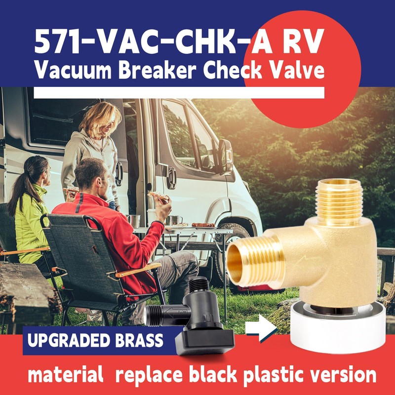 Dusledel Upgraded 571-VAC-CHK-A Brass RV Vacuum Breaker Check Valve, 571
