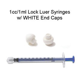 DryFur® 1ml LOCK Luer Syringes with caps - 50 syringes 50 WHITE Caps (No needles)