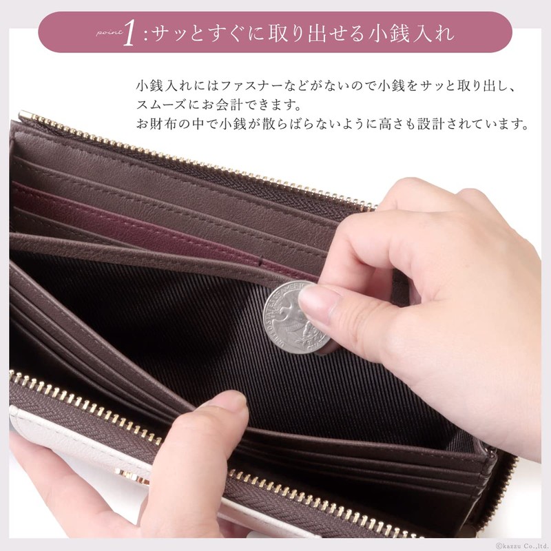 Cleria CL-17010 Women's Long Wallet, Thin Pocket, L-Shaped Zipper, Tricolor